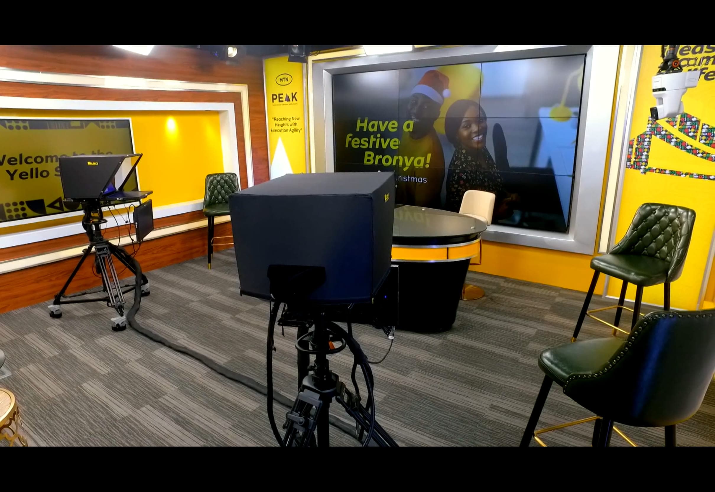 MTN Yellow Studio broadcast facility — finished studio interior, Accra, Ghana